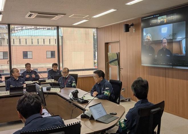 長崎県と佐世保市との共同対策協議会議（TV会議）訓練