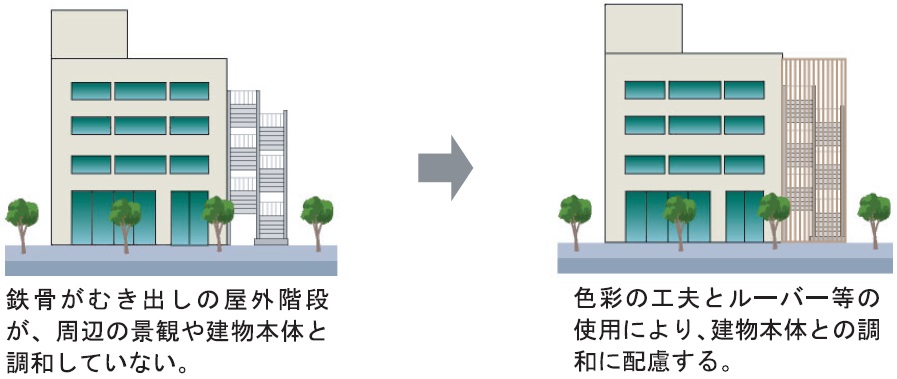 屋外階段の見え方に配慮したイラスト