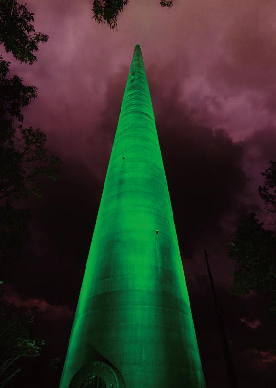 針尾送信所ライトアップ緑色