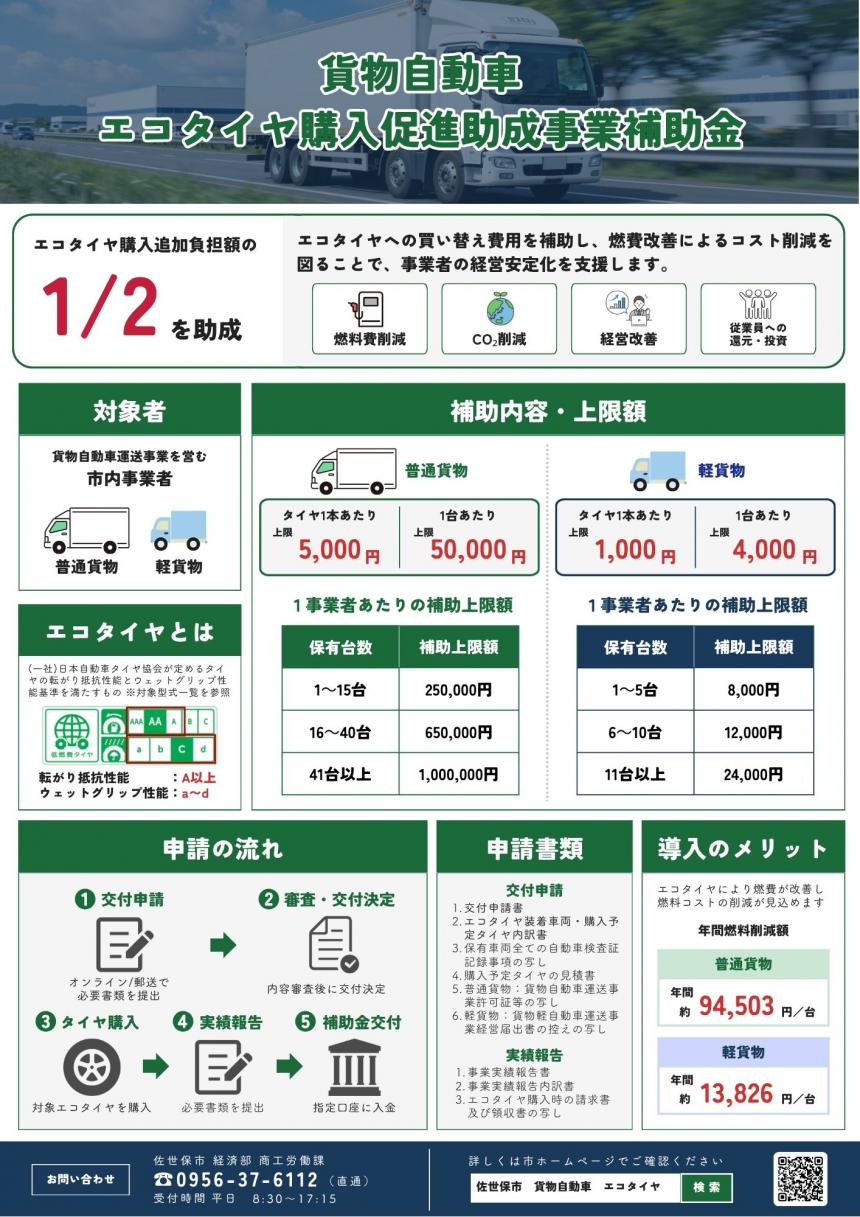 貨物自動車エコタイヤ補助金チラシ表面