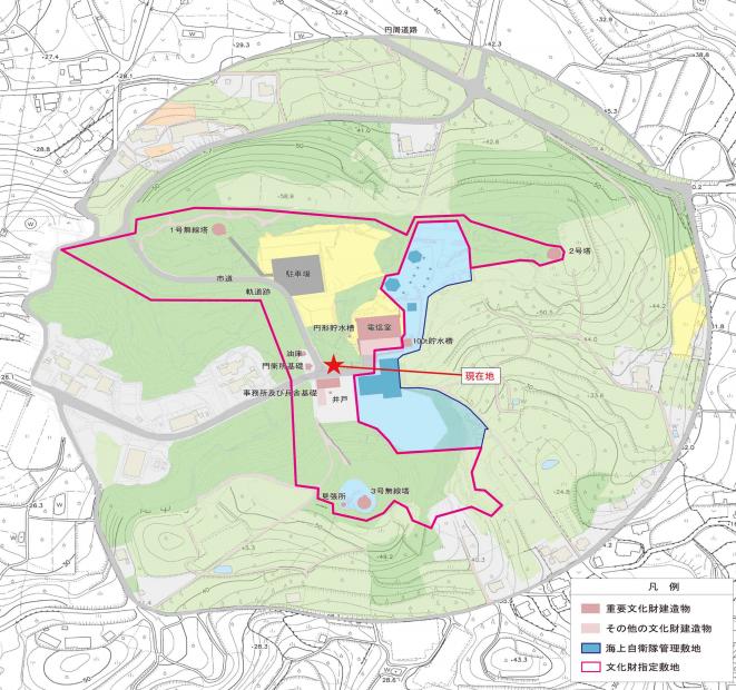 旧佐世保無線電信所（針尾送信所）施設文化財位置図