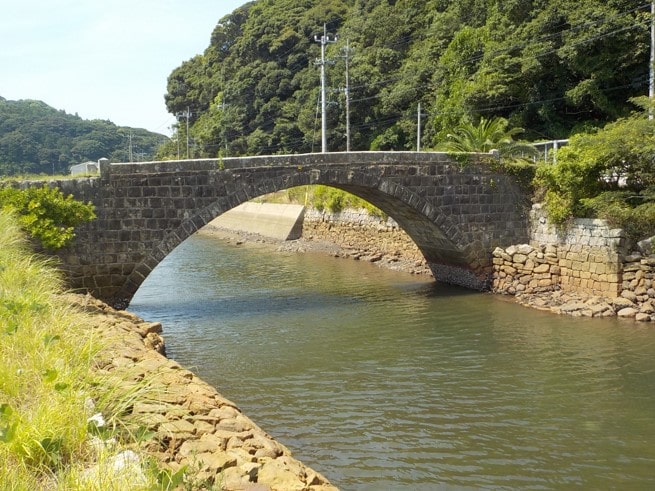 西川内橋と竹田川護岸