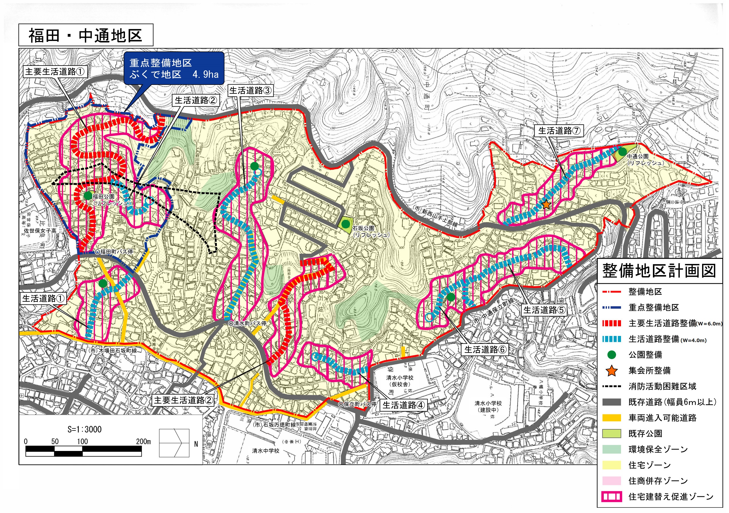 福田中通地区整備計画図